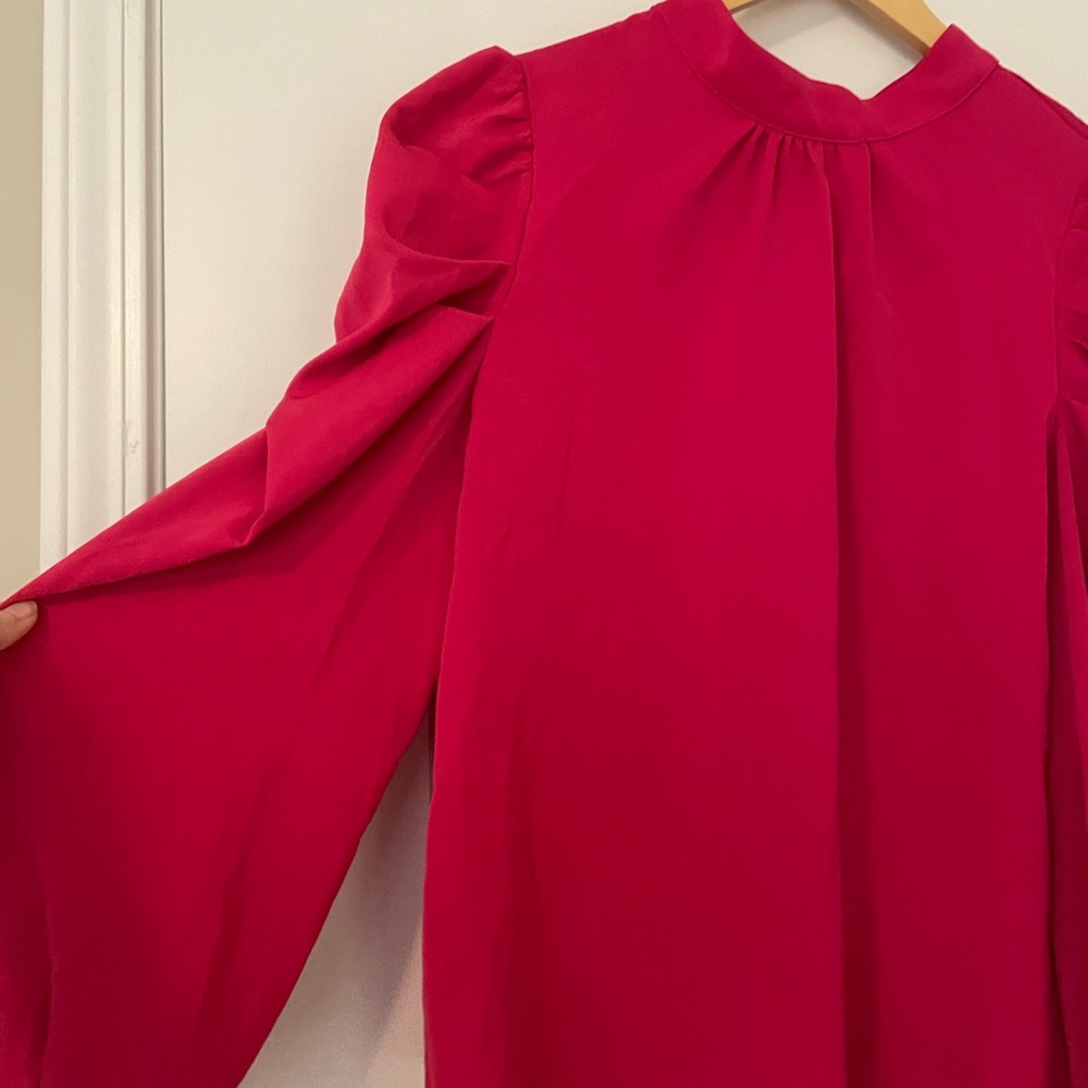 NWT Vici Hot Pink Women's Pink Blouse with Puff Sleeves - Picture 4 of 8